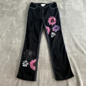 Vintage Basix II Jeans Womens 6 Black Beaded Bootcut Low Rise Y2K Denim